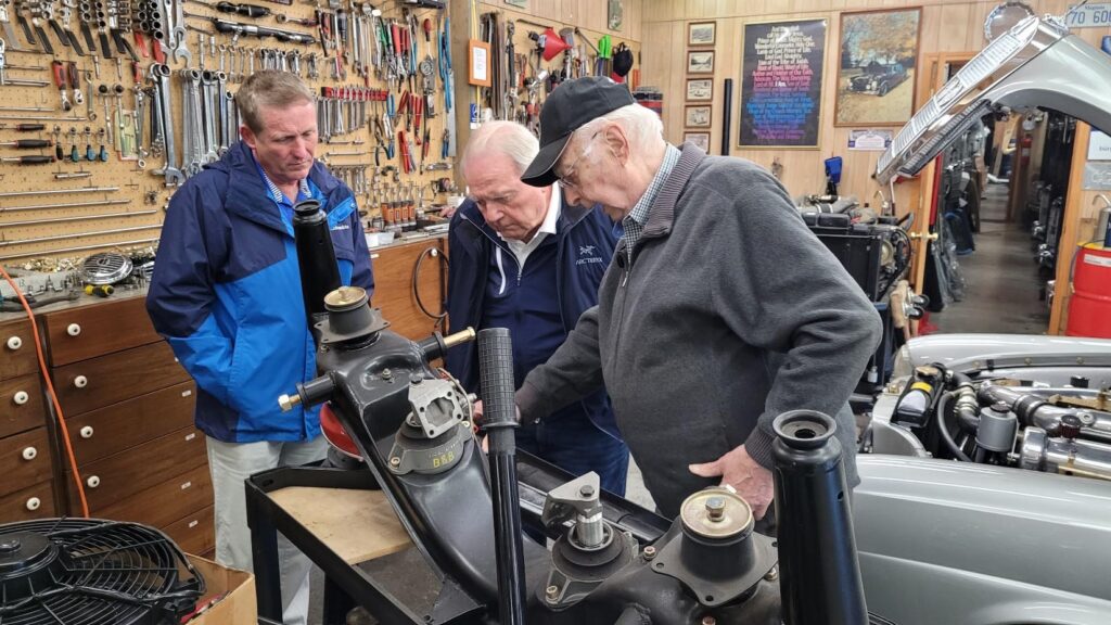 Left to right: Our pilot, William Cambell, Dwight Schaubach, and Karl Middelhauve.